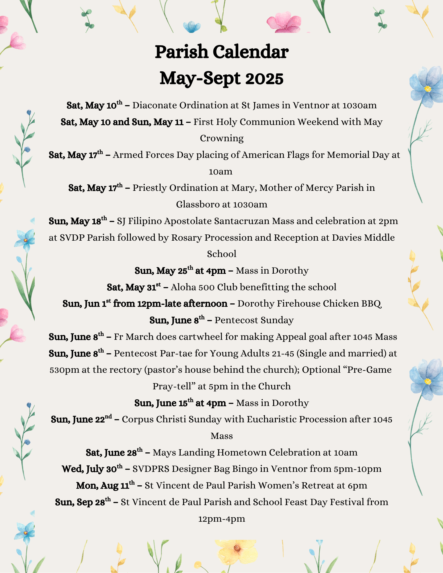 Spring and Summer Calendar 3