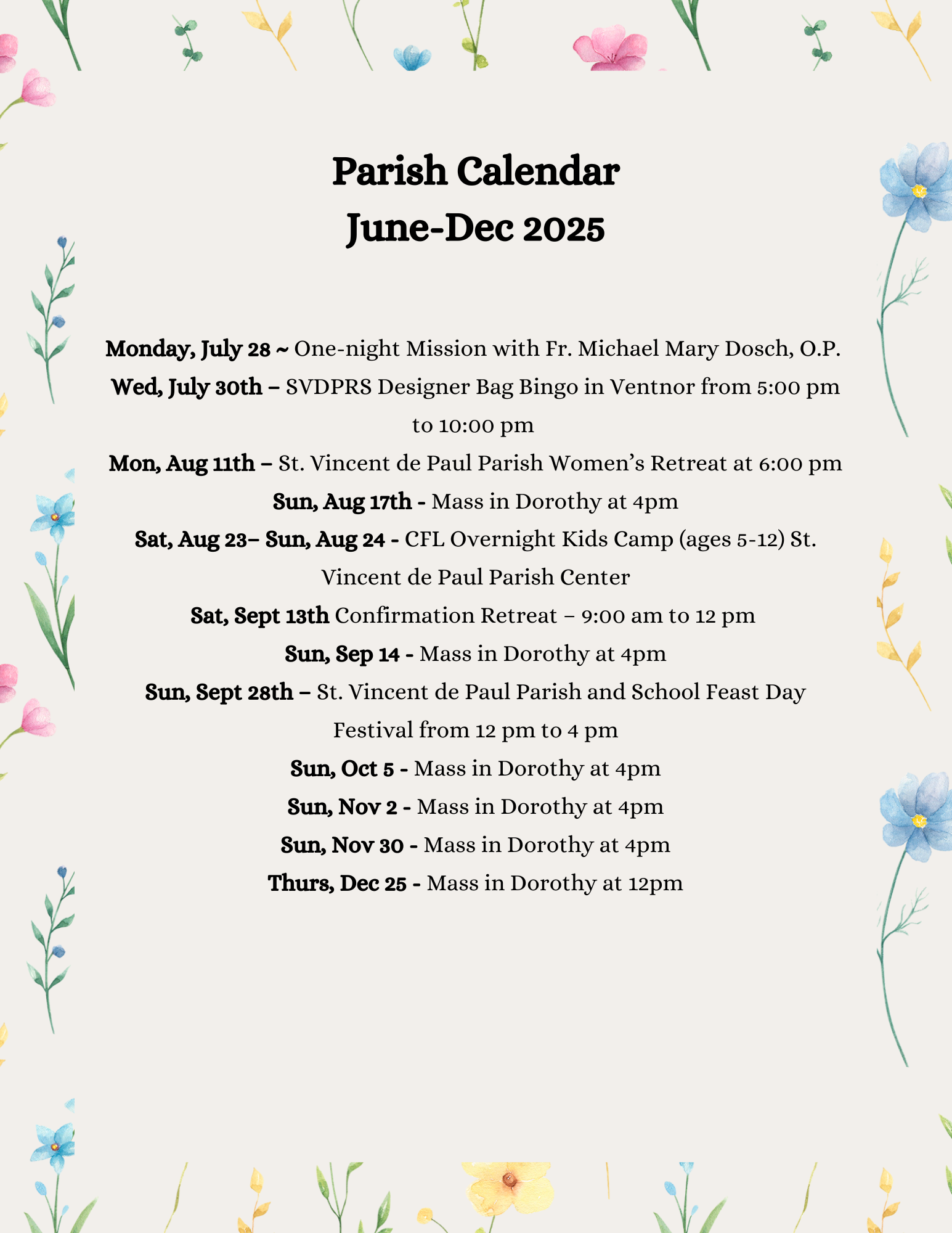 Spring and Summer Calendar 7